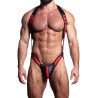 Sparta's Harness Jock Singlet Dionisio Noir-Rouge
